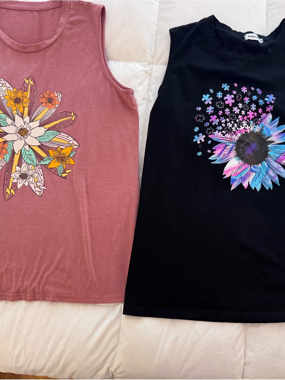 Unbranded Mauve Floral Muscle Tee